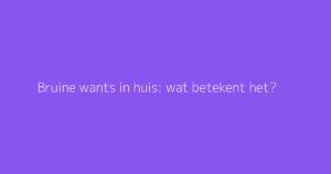 Bruine wants in huis: wat betekent het?