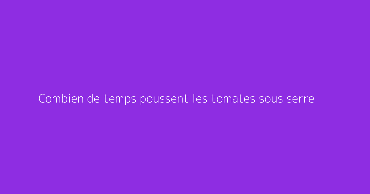 Combien de temps poussent les tomates sous serre