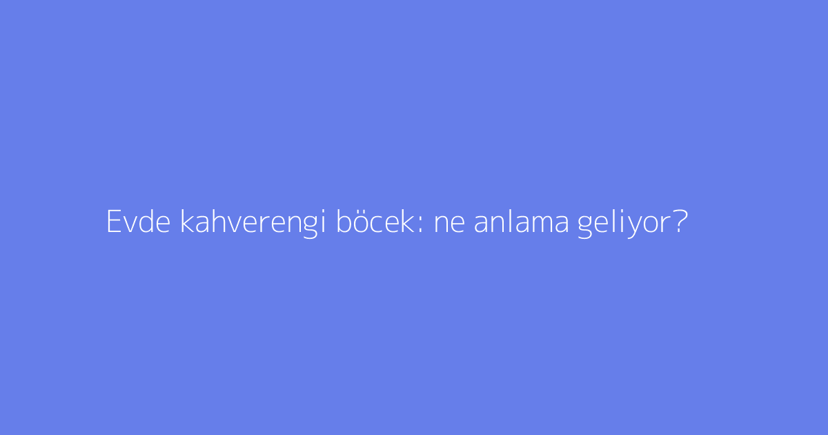 Evde kahverengi böcek: ne anlama geliyor?