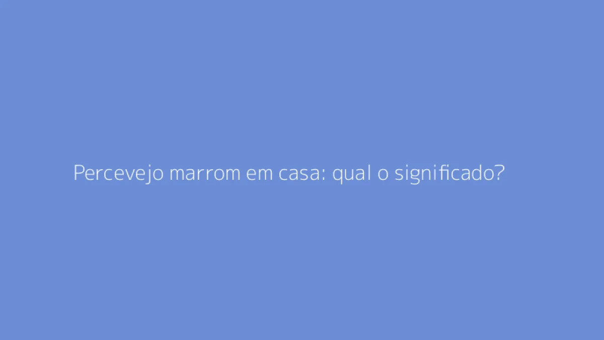 Percevejo marrom em casa: qual o significado?