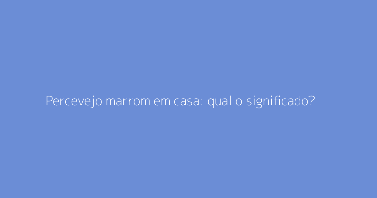 Percevejo marrom em casa: qual o significado?