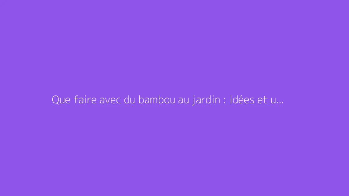 Que faire avec du bambou au jardin : idées et usages