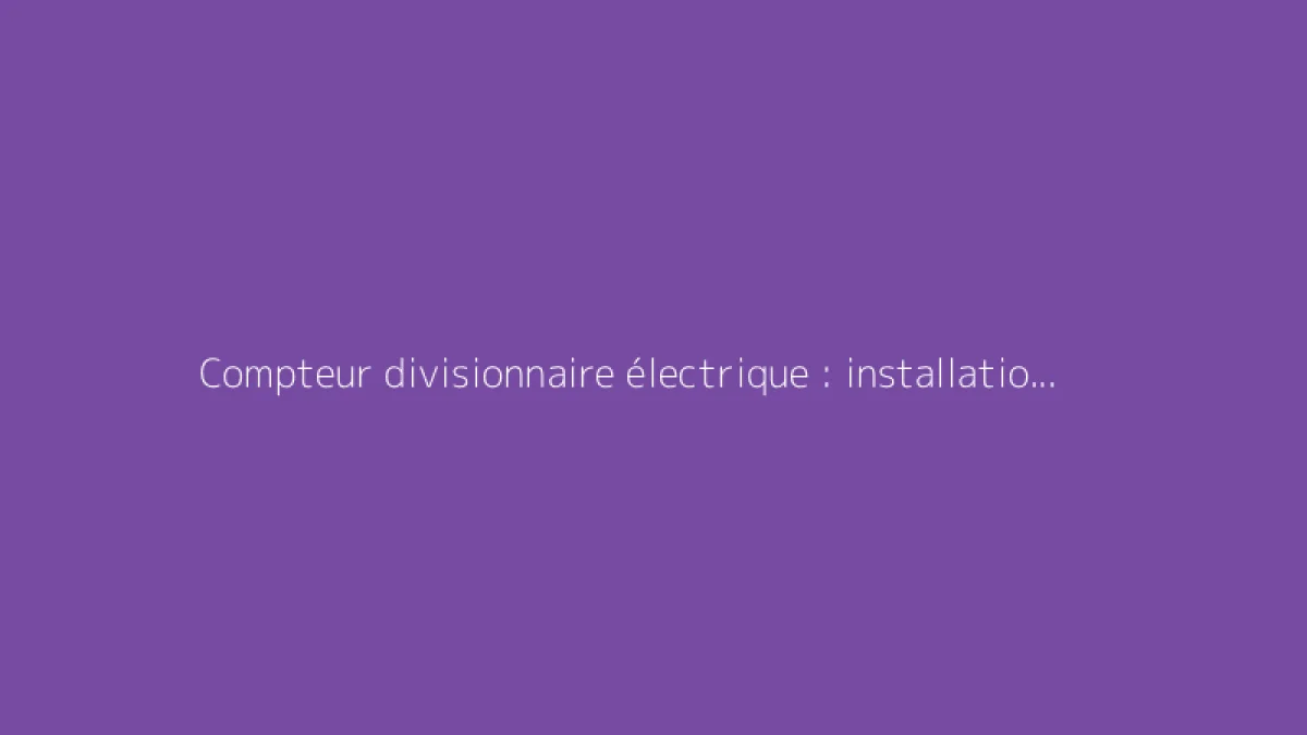 Compteur divisionnaire électrique : installation et coût