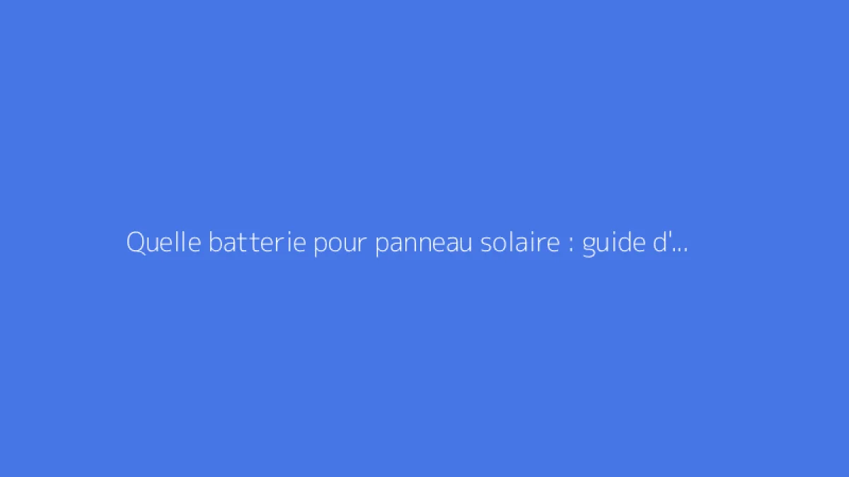 Quelle batterie pour panneau solaire : guide d'achat et critères